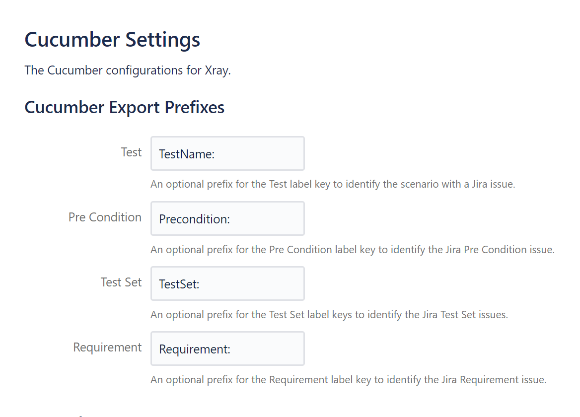 xray cucumber export and import prefixes